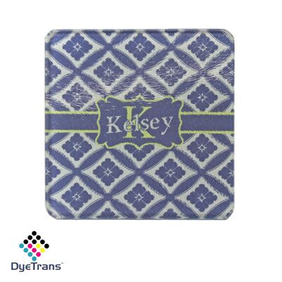 Square DyeTrans Glass Coaster, with White Sublimation Backing, 3.93" x 3.93" x .16". Tempered Textu Thumbnail