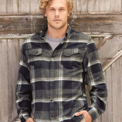 Snap Front Long Sleeve Plaid Flannel Shirt Thumbnail