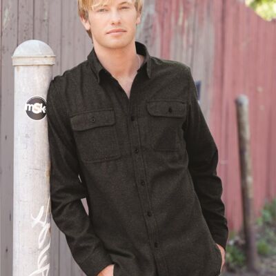 Long Sleeve Solid Flannel Shirt Thumbnail